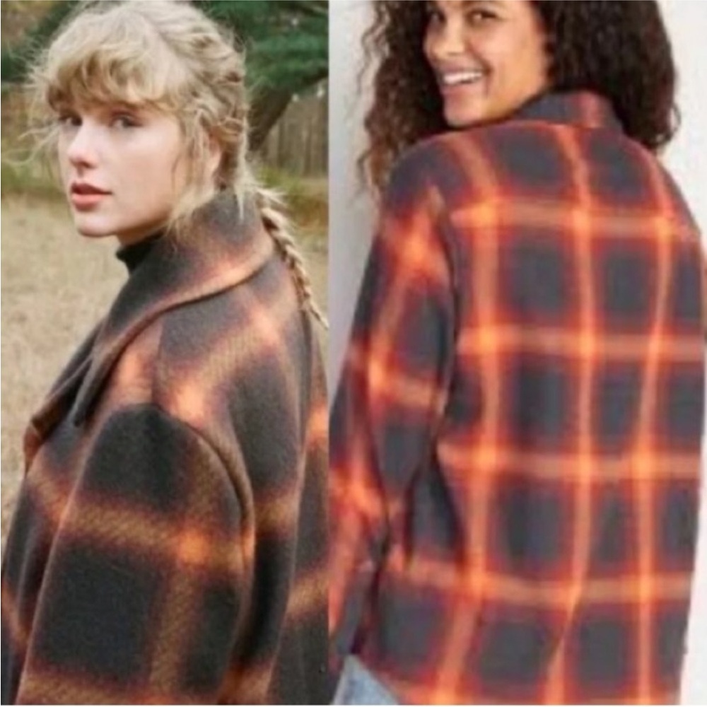 Taylor Swift Evermore Old Navy Long-Sleeve Plaid Flannel Boyfriend Shirt